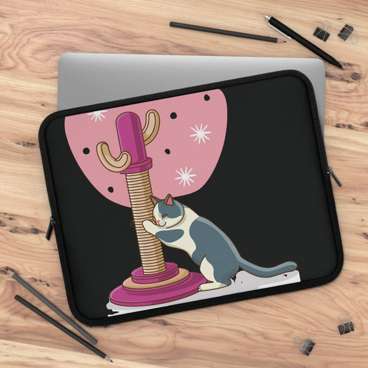 🐱 Cute Cat Hugging Scratcher | Laptop Sleeve