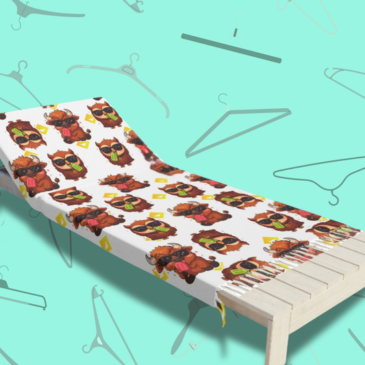 Beach Towel | Bison & Owl Popsicle Pattern | Boho Summer Vibe for Animal Lovers and Outdoor Fun